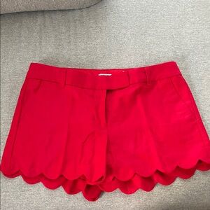 J. Crew Red High Waist Scalloped Shorts